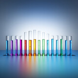 Fototapeta Tęcza - test tubes with colorful liquid