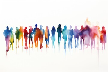 Sticker - A group of people standing in a line. This versatile image can be used in various contexts