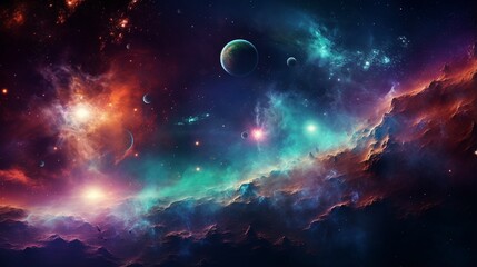 Wall Mural - planets, stars and galaxies in outer space showing the beauty of space exploration. beautiful , star