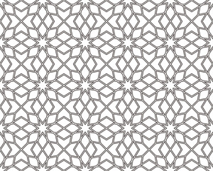 Seamless islamic pattern. Geometric outline texture on transparent background. Beautiful arabic element design.  