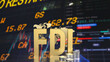 The Gold fdi on chart Background for Business 3d rendering.