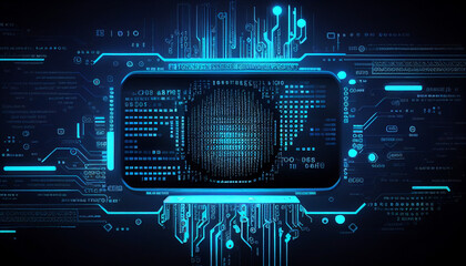 technology background, Blue background technology, hacker technology cyber background, programming technology concept background Ai generated image