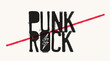 Punk rock lettering with lighting symbol. Vector illustration.
