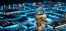 Cybersecurity Service Concept Of Motherboard And Safety Authentication Network Or AI Regulation Laws With Login And Connecting.