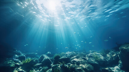 Blue water background underwater