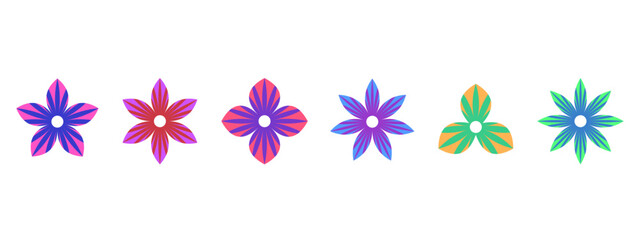 Wall Mural - Collection of colorful little flowers isolated on transparent background – Floral elements for decorative designs