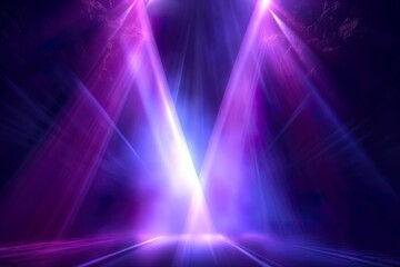 Wall Mural - Abstract blue background. Purple stage lights and spotlights on stage. Abstract background.