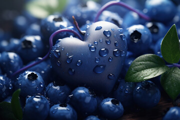 Wall Mural - water drop on fresh blueberry