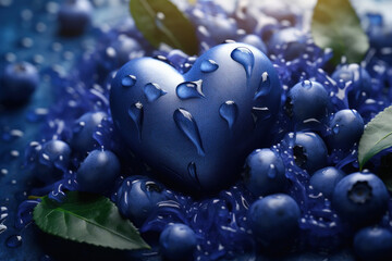 Wall Mural - water drop on fresh blueberry
