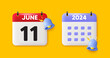 © blankstock - Calendar date 3d icon. 11th day of the month icon. Event schedule date. Meeting appointment time. 11th day of June month. Calendar event reminder date. Vector