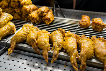 Poster - Deep fried chicken wing sell in street market