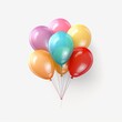 Colorful birthday balloons on a white background, visual Art, soap bubble, Chromatic vivid Happy Birthday Party Balloon, Motley Isolated Icon Vector, Colored Helium Air Fun Kid Celebration Decoration 