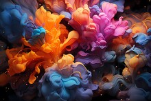 A Kaleidoscopic Explosion Of Liquid Colors, Forming Intricate Patterns And Shapes, Inviting Viewers Into A World Of Visual Wonder