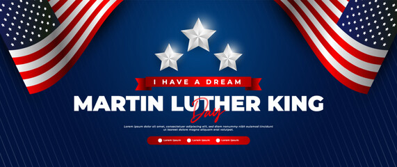 Wall Mural - Martin Luther King Day banner design with American flag elements