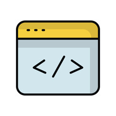 programing code icon with white background vector stock illustration