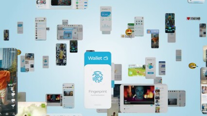 Wall Mural - social media mega app concept: animated stream of content. browsing through multimedia all in one en
