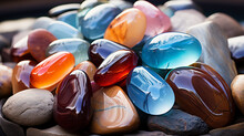 Colorful Matted Glass Stones From Sea