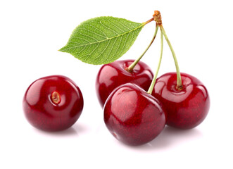 Cherry isolated. Cherry on white. Cherries isolated on white background.