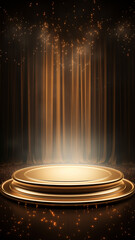 Wall Mural - vertical pedestal background, golden presentation of a new product, background with copy space