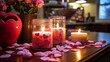 A romantic scavenger hunt with valentine clues and candles, Valentines Day