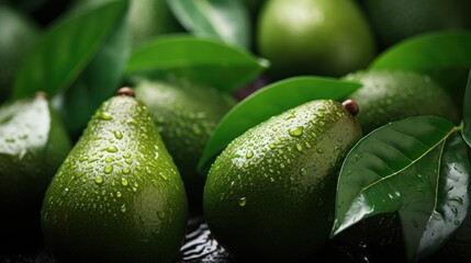 Wall Mural - Close up of green ripe avocados