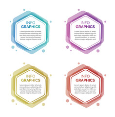 Different colour gradients infographic badges, abstract polygon shape composition vector illustration