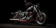 Harley Davidson Motorbike On Back Background AI Generative    