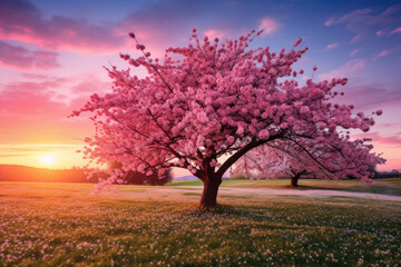 Wall Mural - pink cherry tree