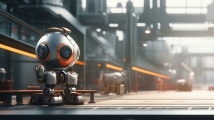 Wall Mural - ai robot factory cinematic wallpaper