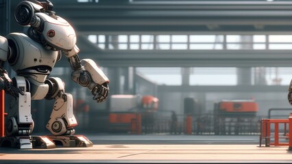 Wall Mural - ai robot factory cinematic wallpaper
