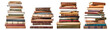 Set of Old Stack of books illustration Decor cut out transparent isolated on white background ,PNG file ,artwork graphic design.