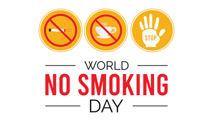 world no smoking day is observed every year in March, Holiday, poster, card and background vector illustration of smoking shape design.