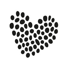 Heart Hand Drawn With Line. Heart Made Of Polka Dots. Graphic Design Element For Wedding Invitation, Birthday Card, Baby Shower, Valentine's Day, Scrapbooking. Vector Illustration