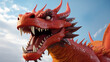 3d cute chinese red dragon in cartoon realistic style. generative ai