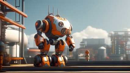 Wall Mural - ai robot factory cinematic wallpaper