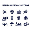 Insurance and assurance icon vector set