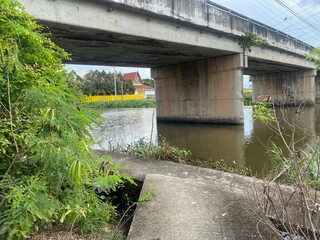 Sticker - the bridge on the river in the park