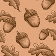 acorn floral vector seamless pattern