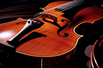 Poster - An abstract composition featuring the intricate curves and lines of a violin, capturing the essence of musical harmony in its elegant form.