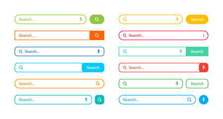 Wall Mural - colorful search bar templates. internet browser engine with search box, address bar and text field. 