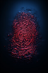 Poster - Stylized fingerprint with a neon glow effect on a dark, gritty texture.