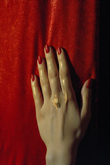 Poster - An elegant, gold-foil fingerprint on a rich, velvet texture.