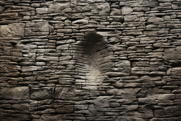 Poster - Minimalist fingerprint design over a background of ancient stone carvings.