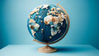 A paper and fabric crafted globe with textured continents in a 16_9 ratio, suitable for a best-seller on Adobe Stock.