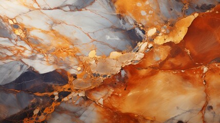 Wall Mural - A mesmerizing swirl of amber and brown, the abstract lines of the marble evoke a sense of warmth and tranquility with hints of orange dancing throughout