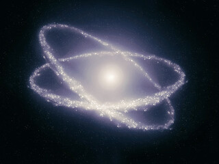 Wall Mural - double ring galaxy in space. two galaxies have collided and are merging into one.