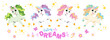 Collection of cute cartoon unicorn on a white background vector