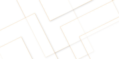 Wall Mural - Abstract white background with square gold line shapes.	