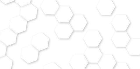 Wall Mural - abstract background with hexagons. hexagonal structure futuristic white background and embossed hexa