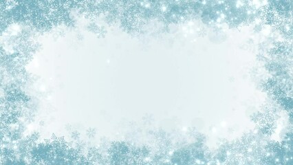 Wall Mural - elegant christmas and winter background with a frame of lights and blue snowflakes animated in a loo